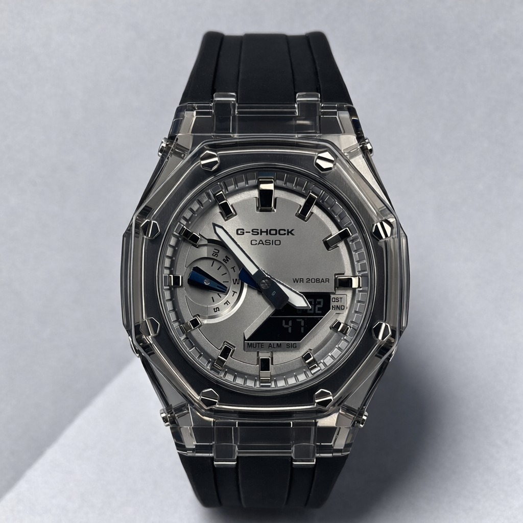 Custom Casio G-Shock GA-2100 Casioak - Silver Ghost