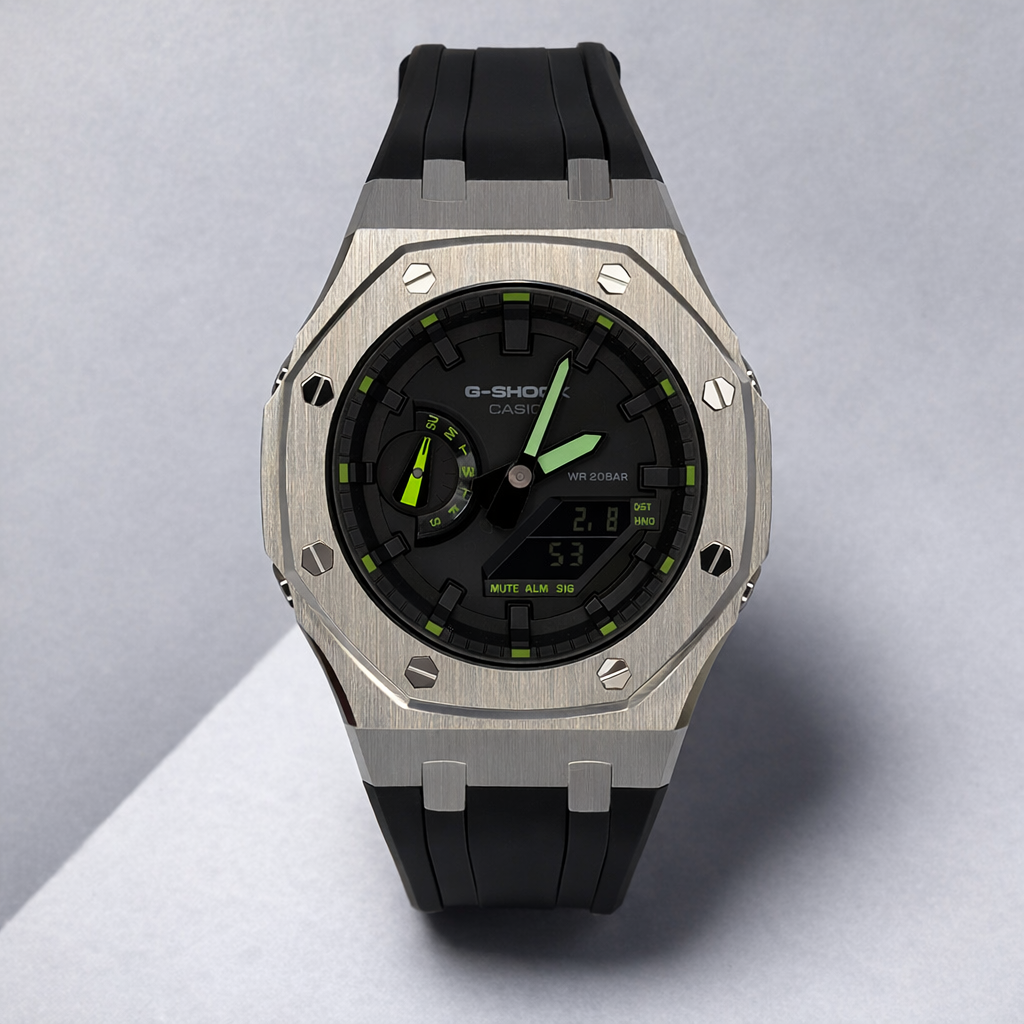 Casio G-Shock Steel Watch with Rubber Strap - Midnight Forest