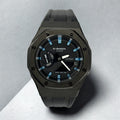 Custom Casio G-Shock GA2100 CasiOak Rubber Strap - Metallic Blue Hour Markers